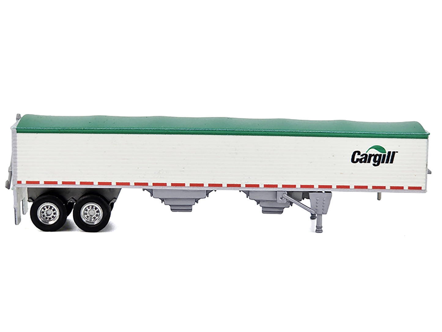 Covered Grain Trailer White with Green Tarp "Cargill" 1/87 (HO) Plastic Model Car by HO Logistics-DiecastModeler.com