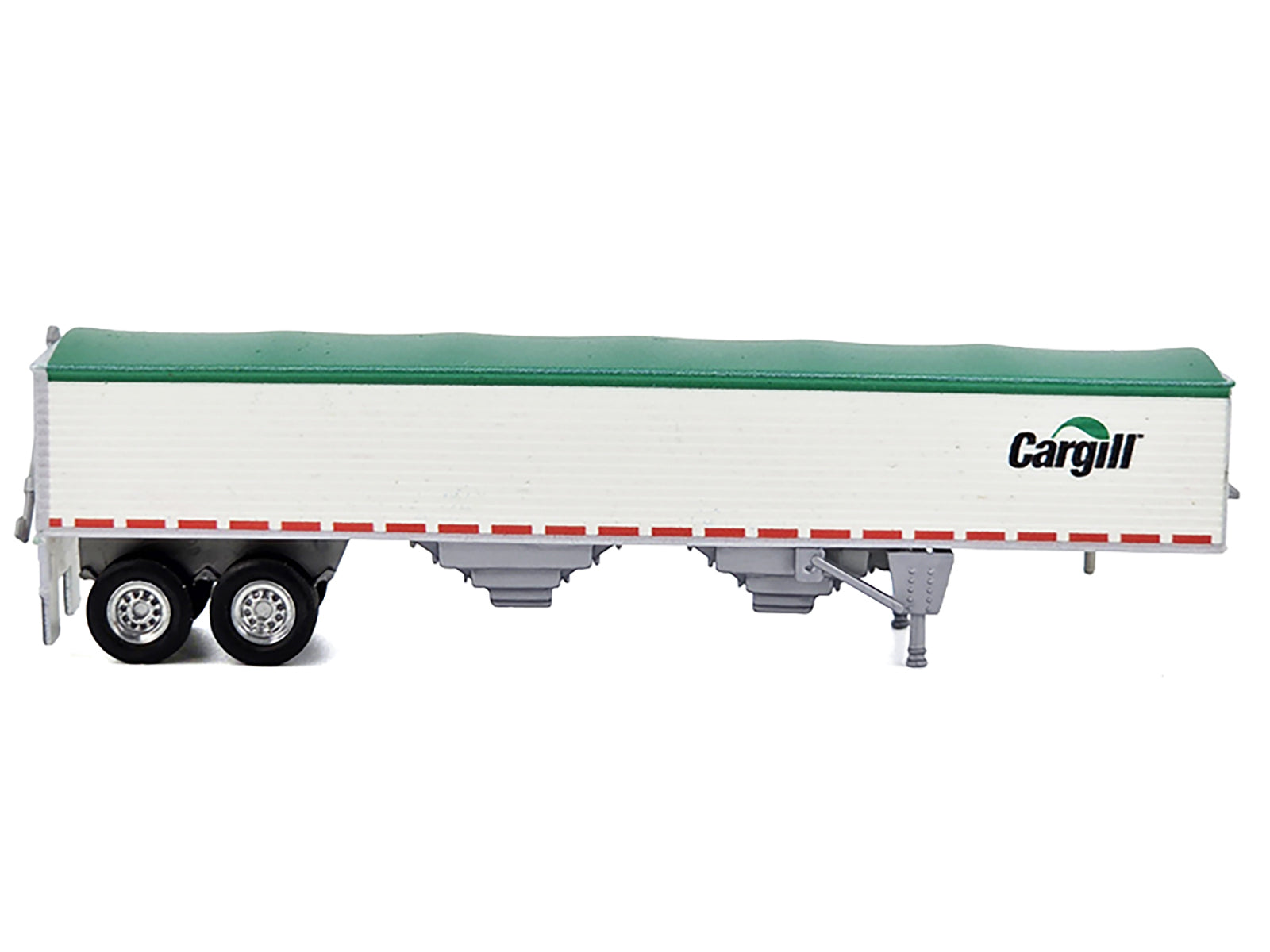 Covered Grain Trailer White with Green Tarp "Cargill" 1/87 (HO) Plastic Model Car by HO Logistics-DiecastModeler.com