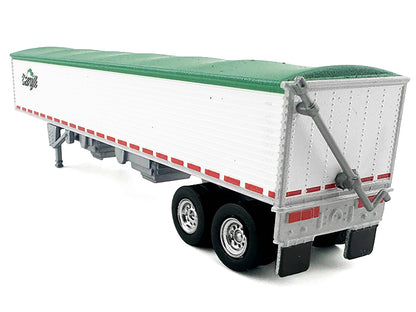 Covered Grain Trailer White with Green Tarp "Cargill" 1/87 (HO) Plastic Model Car by HO Logistics-DiecastModeler.com