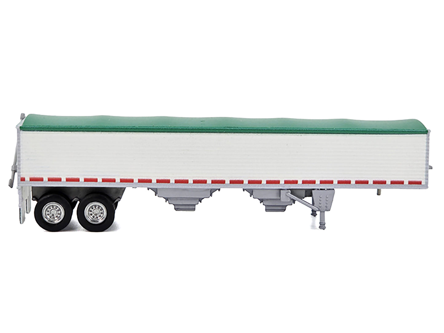 Covered Grain Trailer White with Green Tarp 1/87 (HO) Plastic Model Car by HO Logistics-DiecastModeler.com