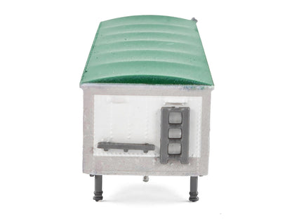 Covered Grain Trailer White with Green Tarp 1/87 (HO) Plastic Model Car by HO Logistics-DiecastModeler.com