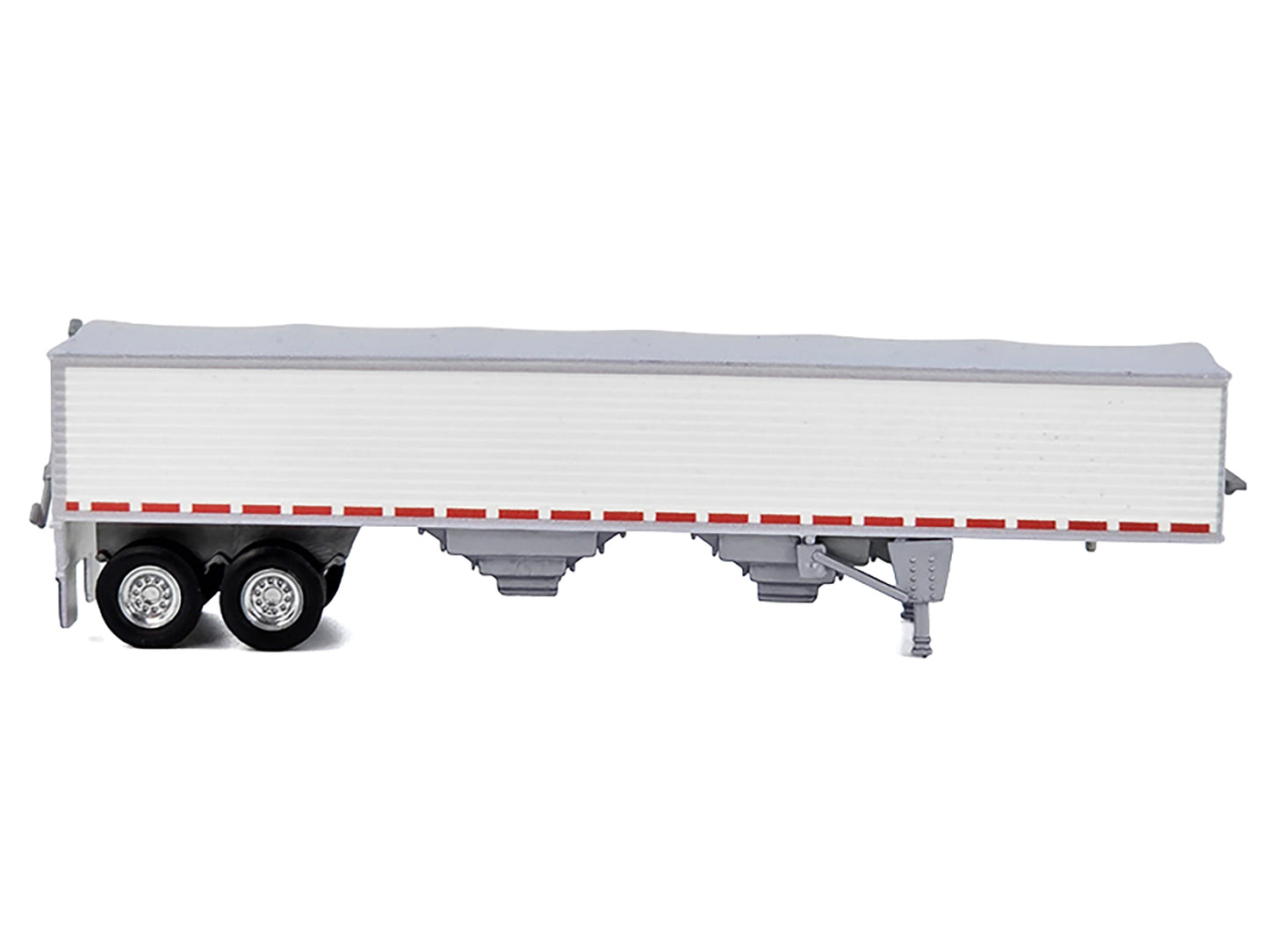 Covered Grain Trailer White with Silver Tarp 1/87 (HO) Plastic Model Car by HO Logistics-DiecastModeler.com