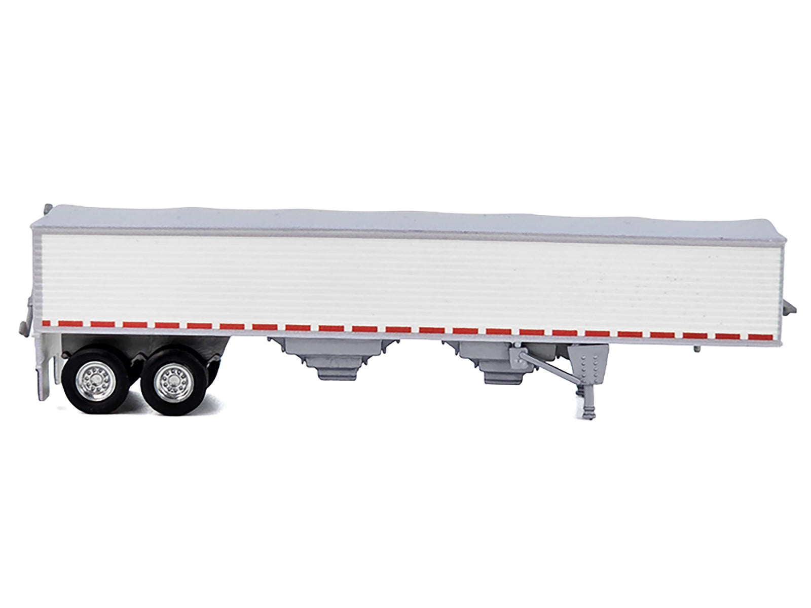 Covered Grain Trailer White with Silver Tarp 1/87 (HO) Plastic Model Car by HO Logistics-DiecastModeler.com