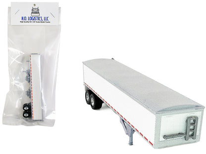 Covered Grain Trailer White with Silver Tarp 1/87 (HO) Plastic Model Car by HO Logistics-DiecastModeler.com
