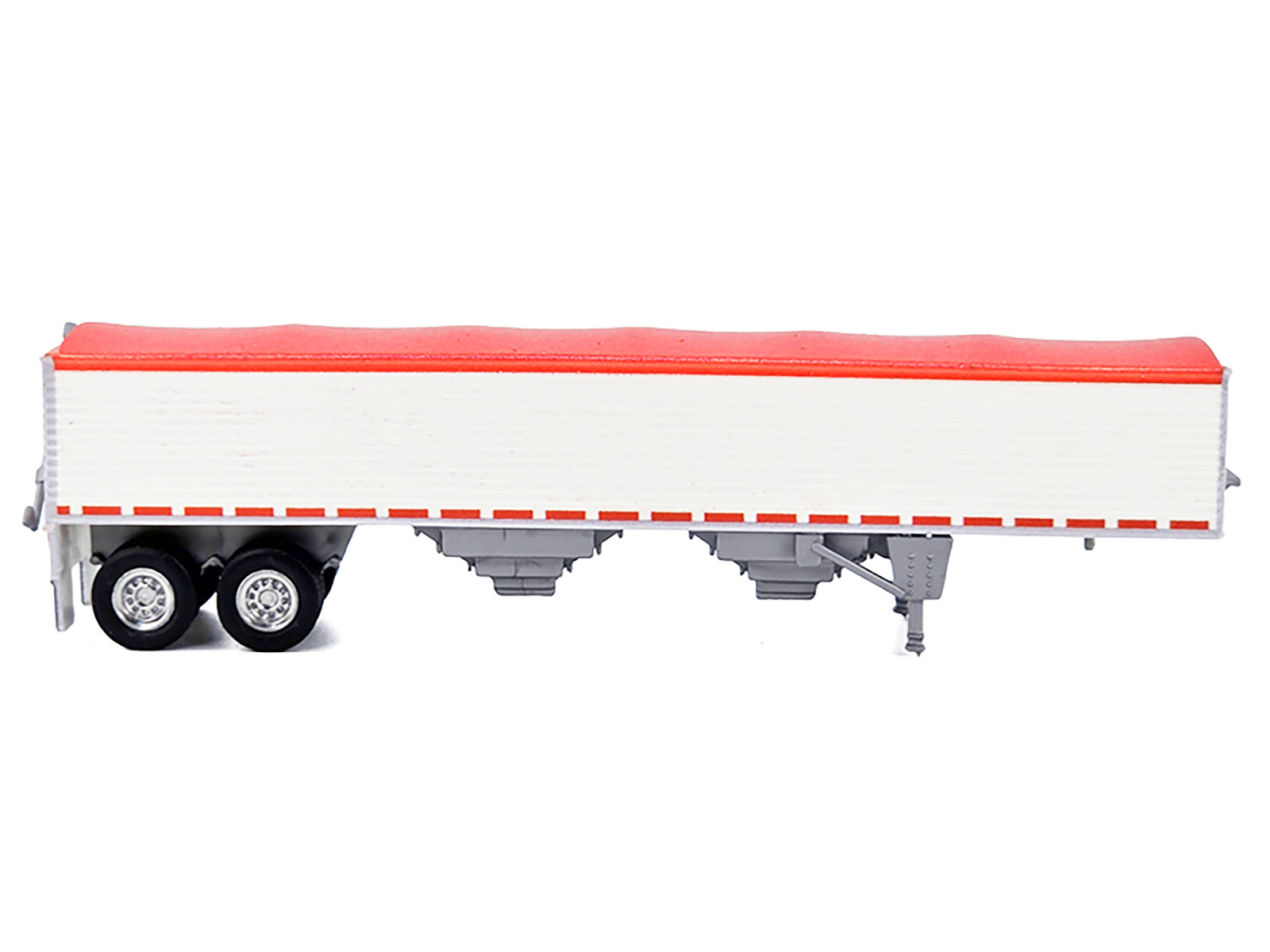 Covered Grain Trailer White with Red Tarp 1/87 (HO) Plastic Model Car by HO Logistics-DiecastModeler.com