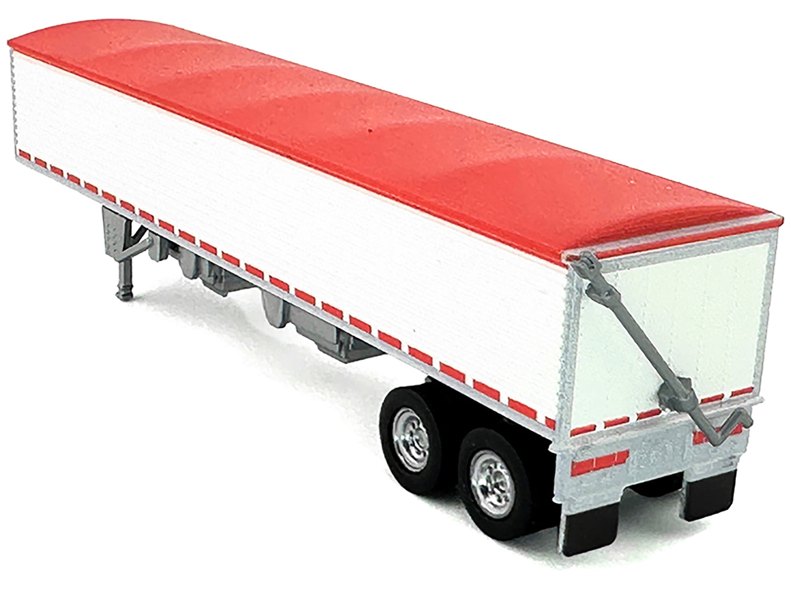 Covered Grain Trailer White with Red Tarp 1/87 (HO) Plastic Model Car by HO Logistics-DiecastModeler.com