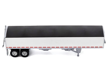 Covered Grain Trailer White with Black Tarp 1/87 (HO) Plastic Model Car by HO Logistics