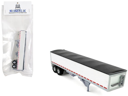 Covered Grain Trailer White with Black Tarp 1/87 (HO) Plastic Model Car by HO Logistics