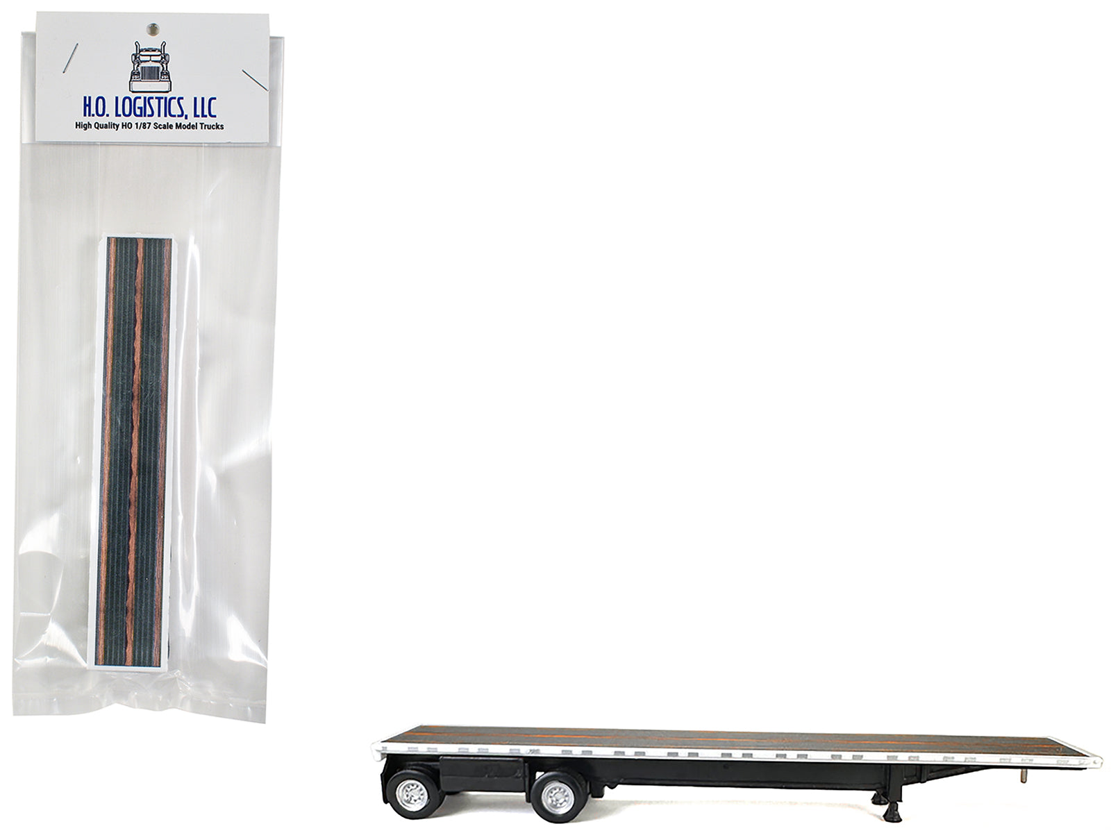 High Boy Spread Axle Flatbed Trailer White 1/87 (HO) Plastic Model Car by HO Logistics-DiecastModeler.com