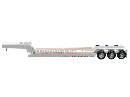 Low Boy Flatbed Trailer White 1/87 (HO) Plastic Model Car by HO Logistics-DiecastModeler.com