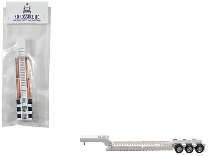 Low Boy Flatbed Trailer White 1/87 (HO) Plastic Model Car by HO Logistics-DiecastModeler.com