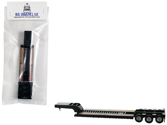 Low Boy Flatbed Trailer Black 1/87 (HO) Plastic Model Car by HO Logistics