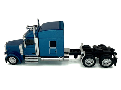 Peterbilt 589 with Stand Up Sleeper Cab Blue Metallic 1/87 (HO) Plastic Model Car by HO Logistics