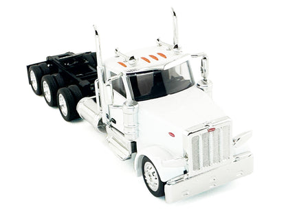 Peterbilt 589 3-Axel Day Cab White 1/87 (HO) Plastic Model Car by HO Logistics