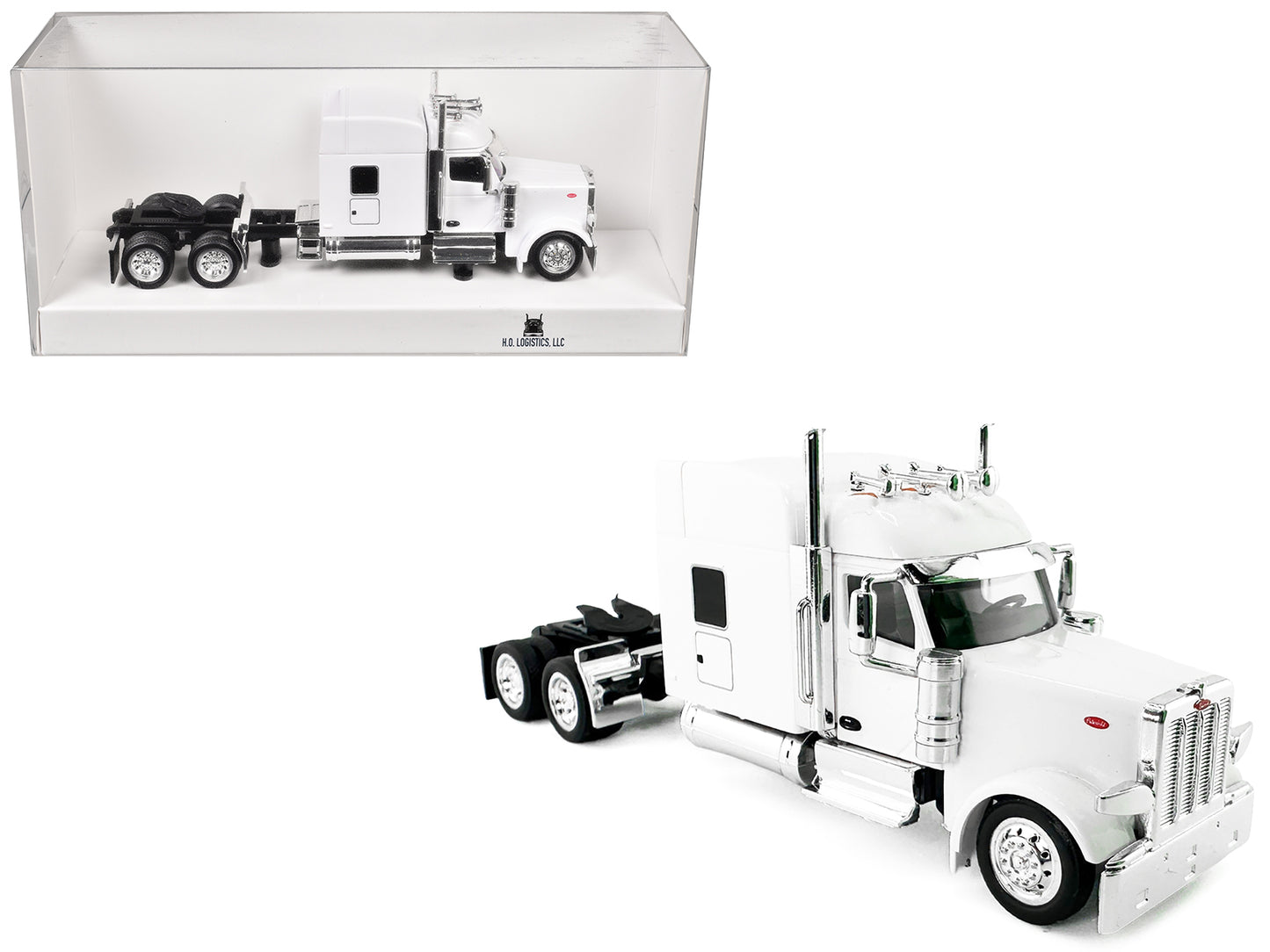 Peterbilt 589 with Stand Up Sleeper Cab White 1/87 (HO) Plastic Model Car by HO Logistics