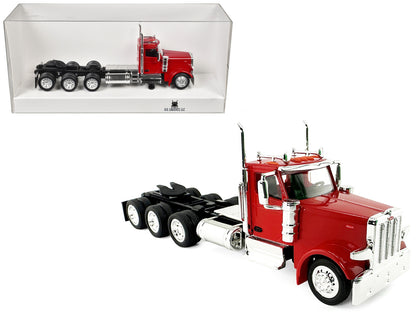 Peterbilt 589 3-Axel Day Cab Red 1/87 (HO) Plastic Model Car by HO Logistics-DiecastModeler.com