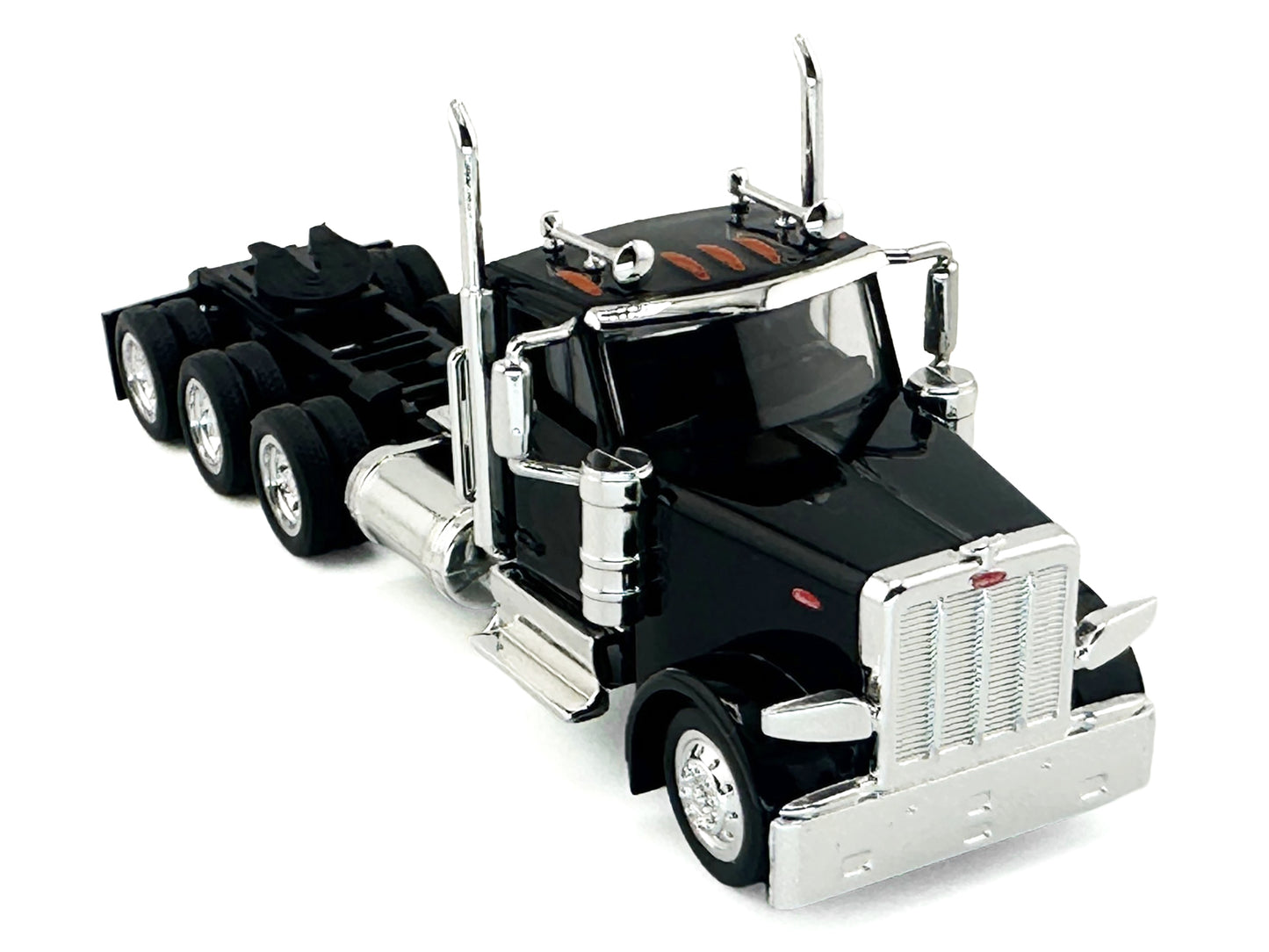 Peterbilt 589 3-Axel Day Cab Black 1/87 (HO) Plastic Model Car by HO Logistics