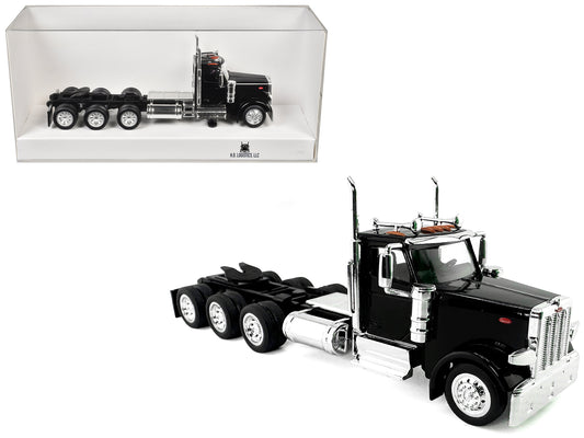 Peterbilt 589 3-Axel Day Cab Black 1/87 (HO) Plastic Model Car by HO Logistics