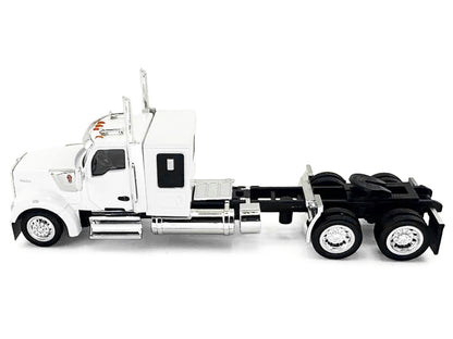 Kenworth W990 with Flat Top Sleeper Cab White 1/87 (HO) Plastic Model Car by HO Logistics-DiecastModeler.com