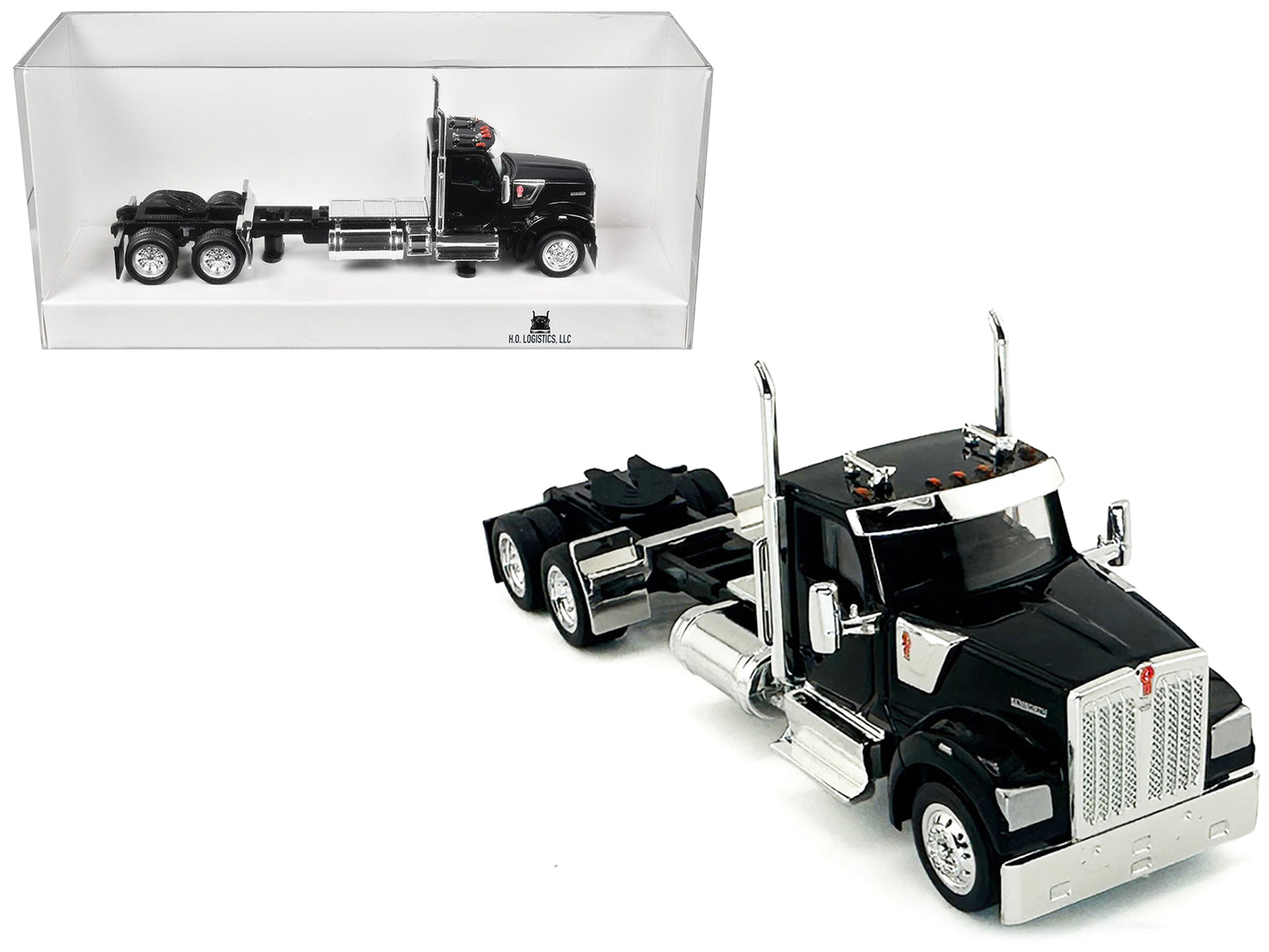 Kenworth W990 2-Axel Day Cab Black 1/87 (HO) Plastic Model Car by HO Logistics-DiecastModeler.com