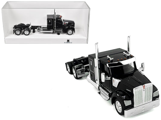 Kenworth W990 with Flat Top Sleeper Cab Black 1/87 (HO) Plastic Model Car by HO Logistics