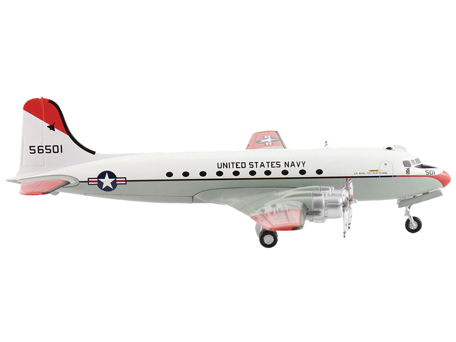 Douglas C-54Q Skymaster Transport Aircraft "US Navy Test Pilot School" (1973) United States Navy "Airliner Series" 1/200 Diecast Model by Hobby Master-DiecastModeler.com