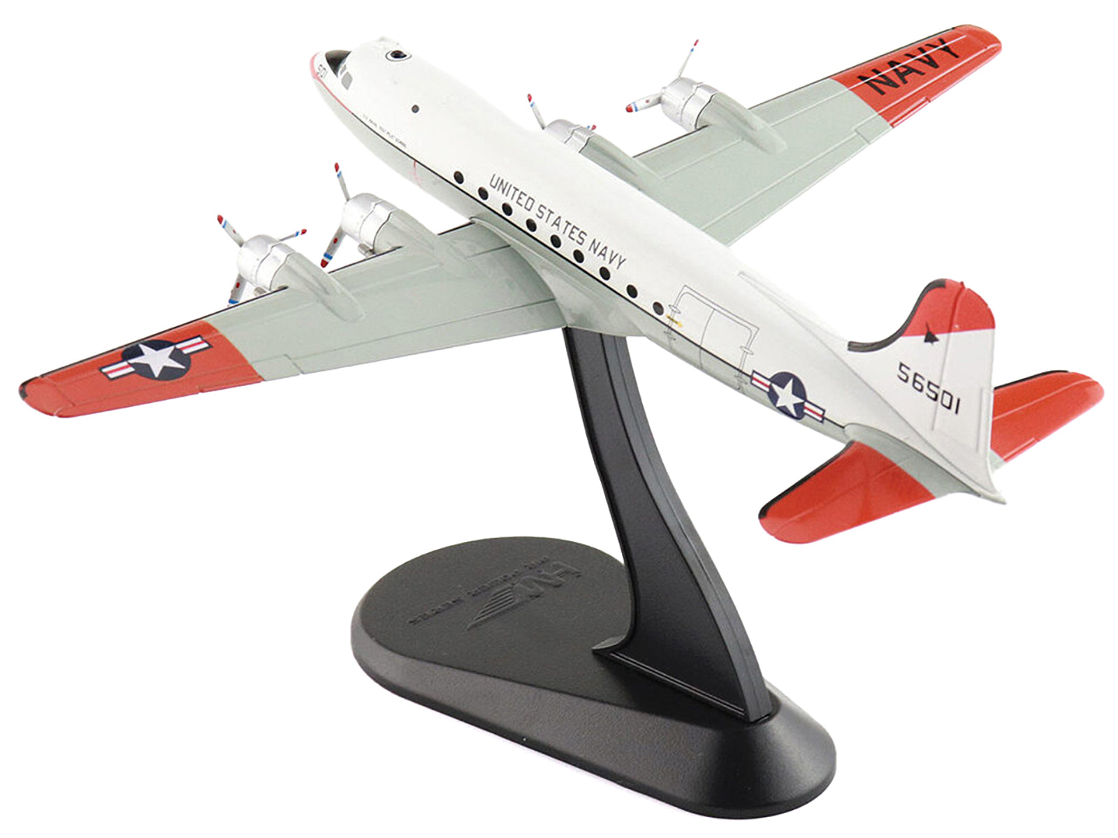 Douglas C-54Q Skymaster Transport Aircraft "US Navy Test Pilot School" (1973) United States Navy "Airliner Series" 1/200 Diecast Model by Hobby Master-DiecastModeler.com