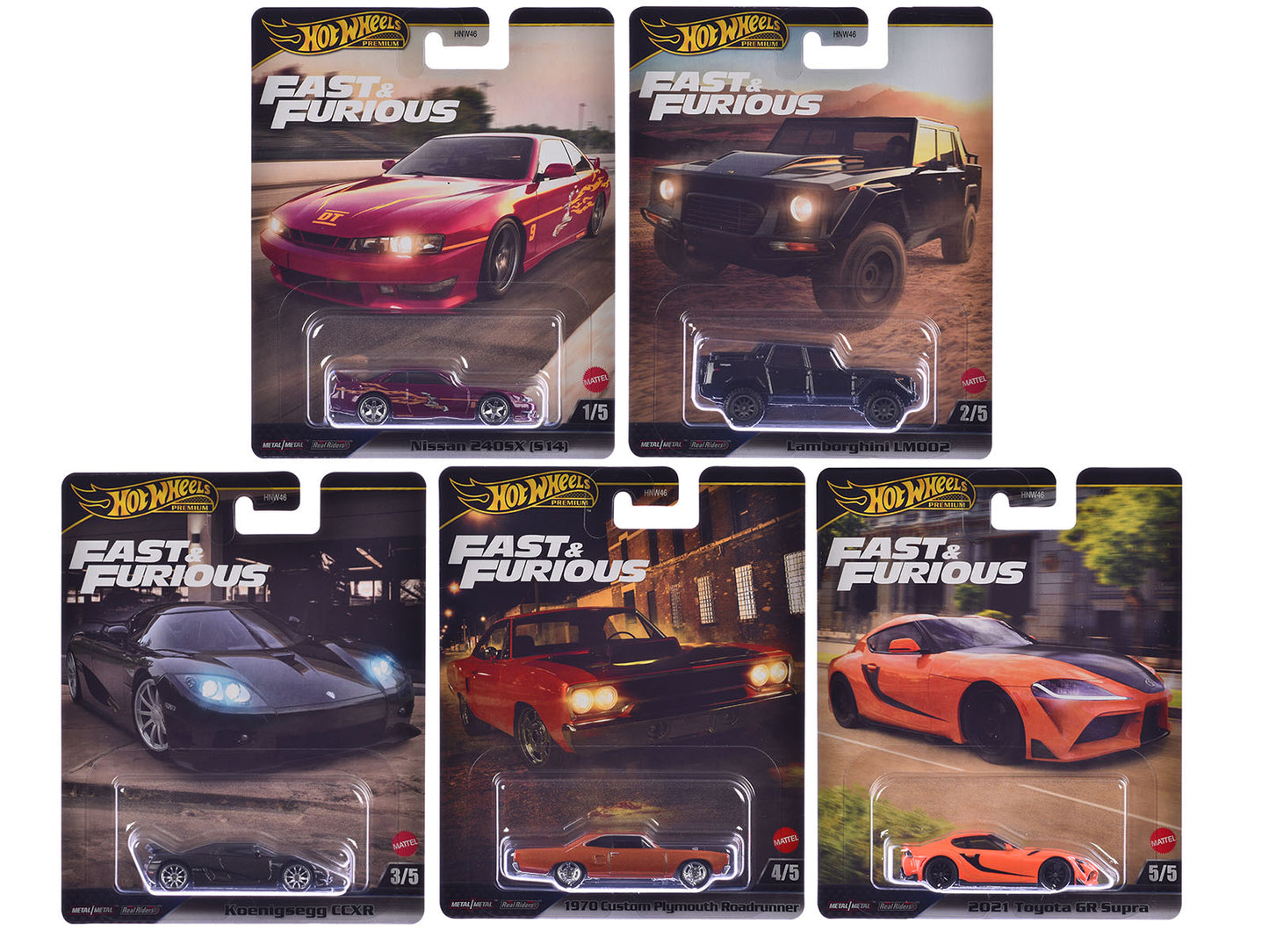 "Fast & Furious" 2025 5 piece Set L Model Cars by Hot Wheels-DiecastModeler.com