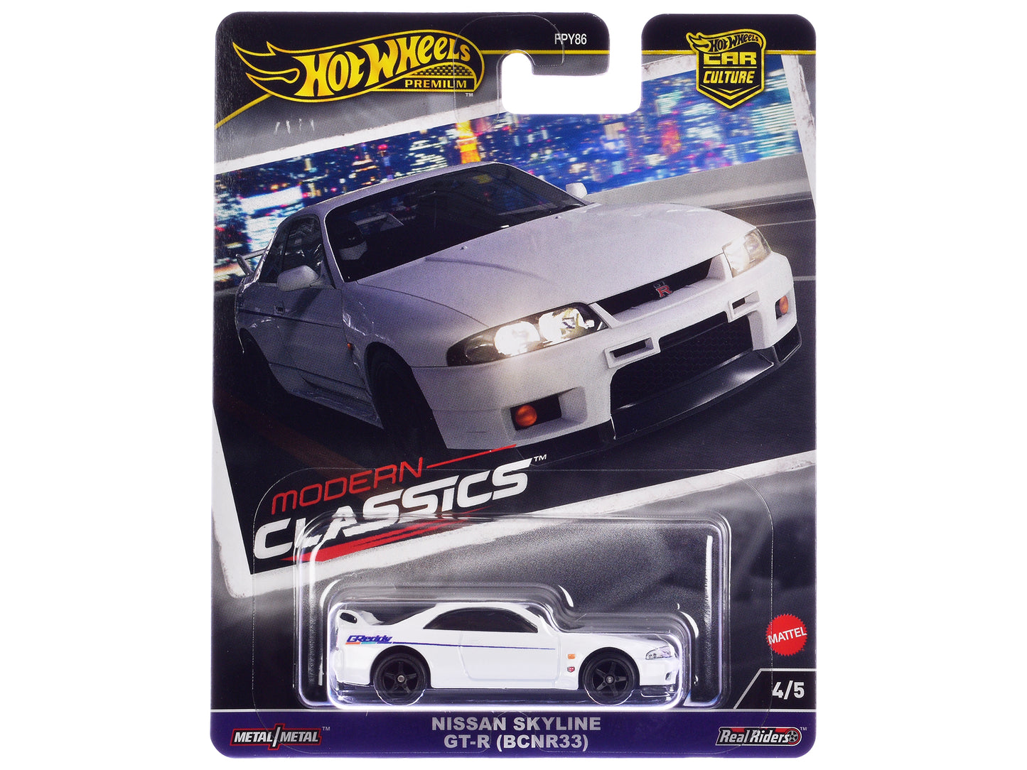 Nissan Skyline GT-R (BCNR33) "GReddy" White "Modern Classics" Series Diecast Model Car by Hot Wheels