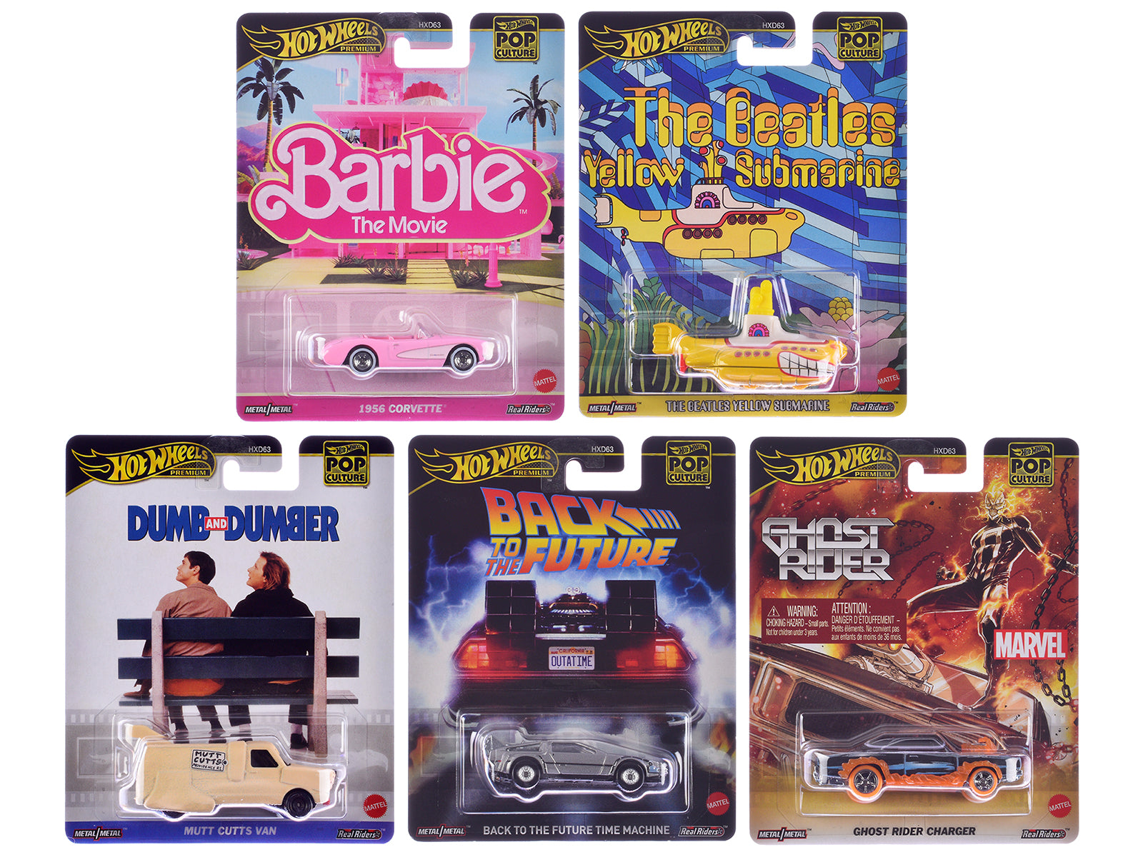 "Pop Culture 2025" 5 piece Set H "Premium Series" Diecast Model Cars by Hot Wheels-DiecastModeler.com