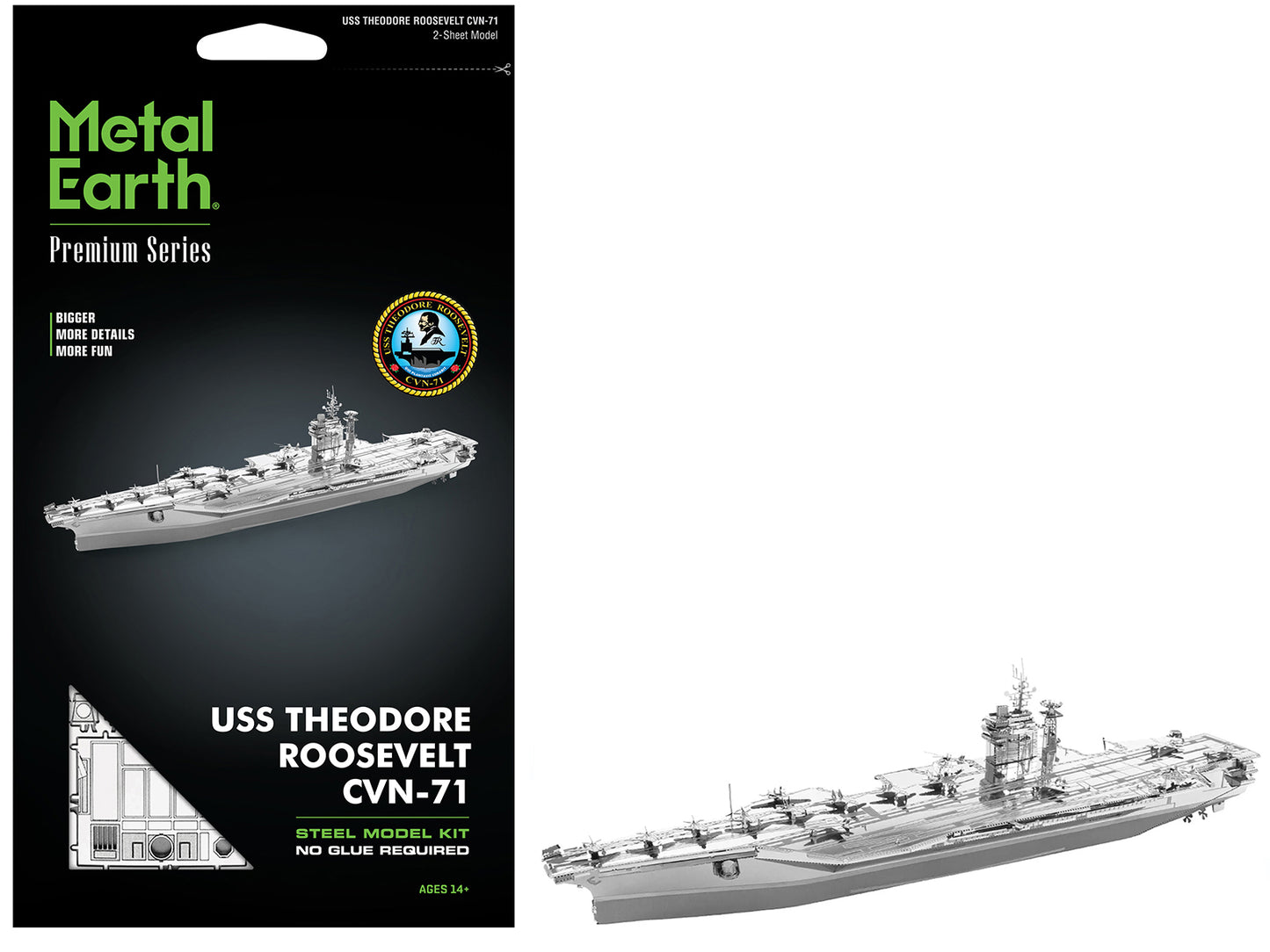 Model Kit USS Theodore Roosevelt CVN-71 Aircraft Carrier (Expert Difficulty) Steel Model by Metal Earth-DiecastModeler.com
