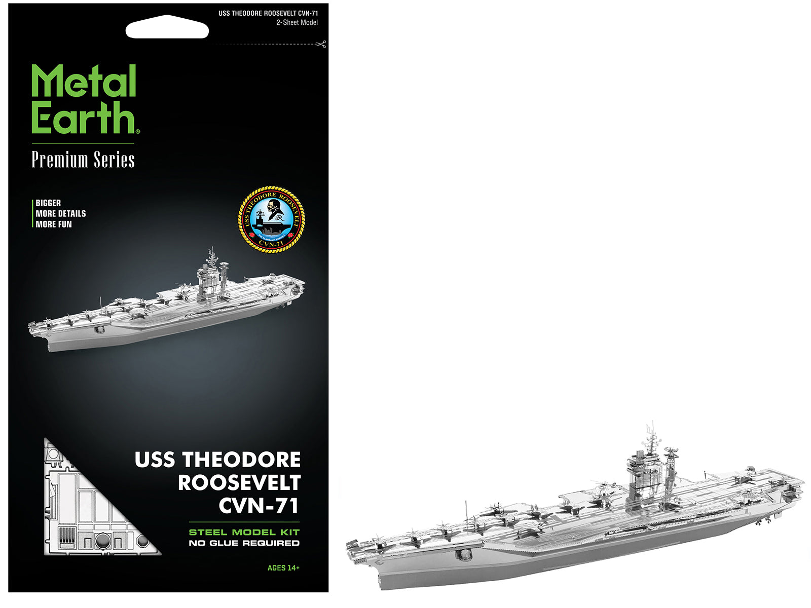 Model Kit USS Theodore Roosevelt CVN-71 Aircraft Carrier (Expert Difficulty) Steel Model by Metal Earth-DiecastModeler.com
