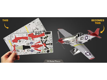 Model Kit North American P-51D Mustang Fighter Aircraft "Tuskegee Airmen Duchess Arlene 100th Fighter Squadron" United States Army Air Forces (Challenging Difficulty) Steel Model by Metal Earth