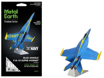 Model Kit Boeing F/A-18 Super Hornet Fighter Aircraft "Blue Angels #5" United States Navy (Challenging Difficulty) Steel Model by Metal Earth-DiecastModeler.com