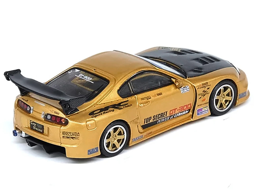 Toyota Supra (A80) "Top Secret" GT300 RHD (Right Hand Drive) Gold Metallic with Carbon Hood 1/64 Diecast Model Car by Inno Models-DiecastModeler.com