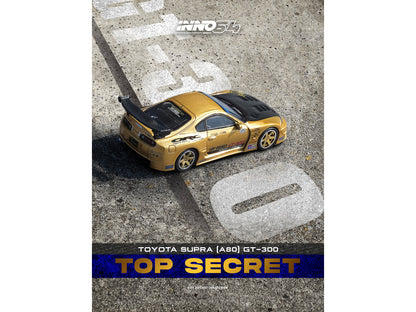 Toyota Supra (A80) "Top Secret" GT300 RHD (Right Hand Drive) Gold Metallic with Carbon Hood 1/64 Diecast Model Car by Inno Models-DiecastModeler.com