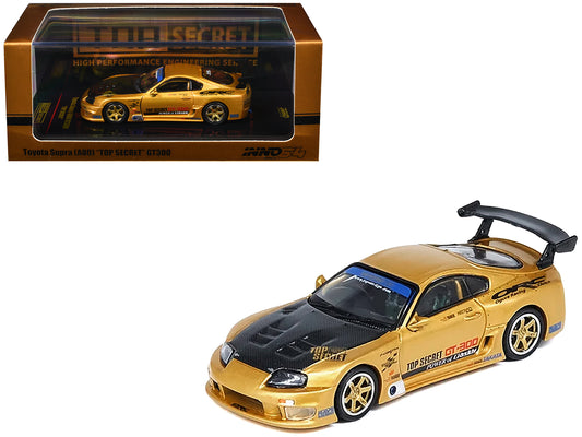 Toyota Supra (A80) "Top Secret" GT300 RHD (Right Hand Drive) Gold Metallic with Carbon Hood 1/64 Diecast Model Car by Inno Models-DiecastModeler.com