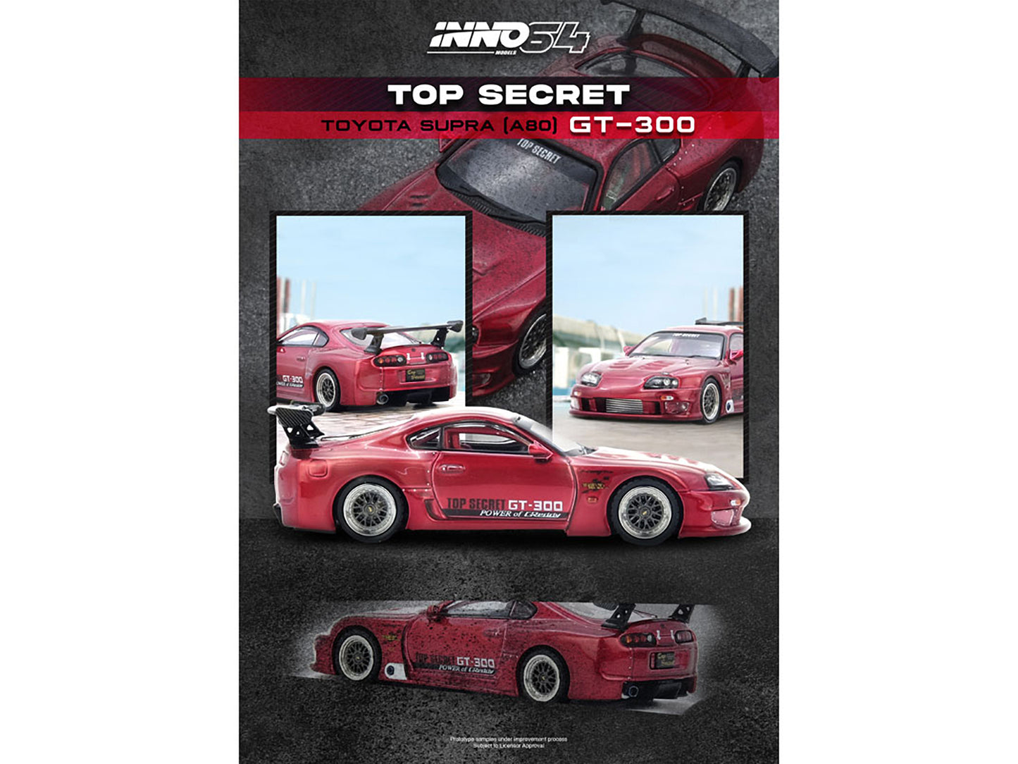 Toyota Supra (A80) "Top Secret" GT300 RHD (Right Hand Drive) Red Metallic 1/64 Diecast Model Car by Inno Models