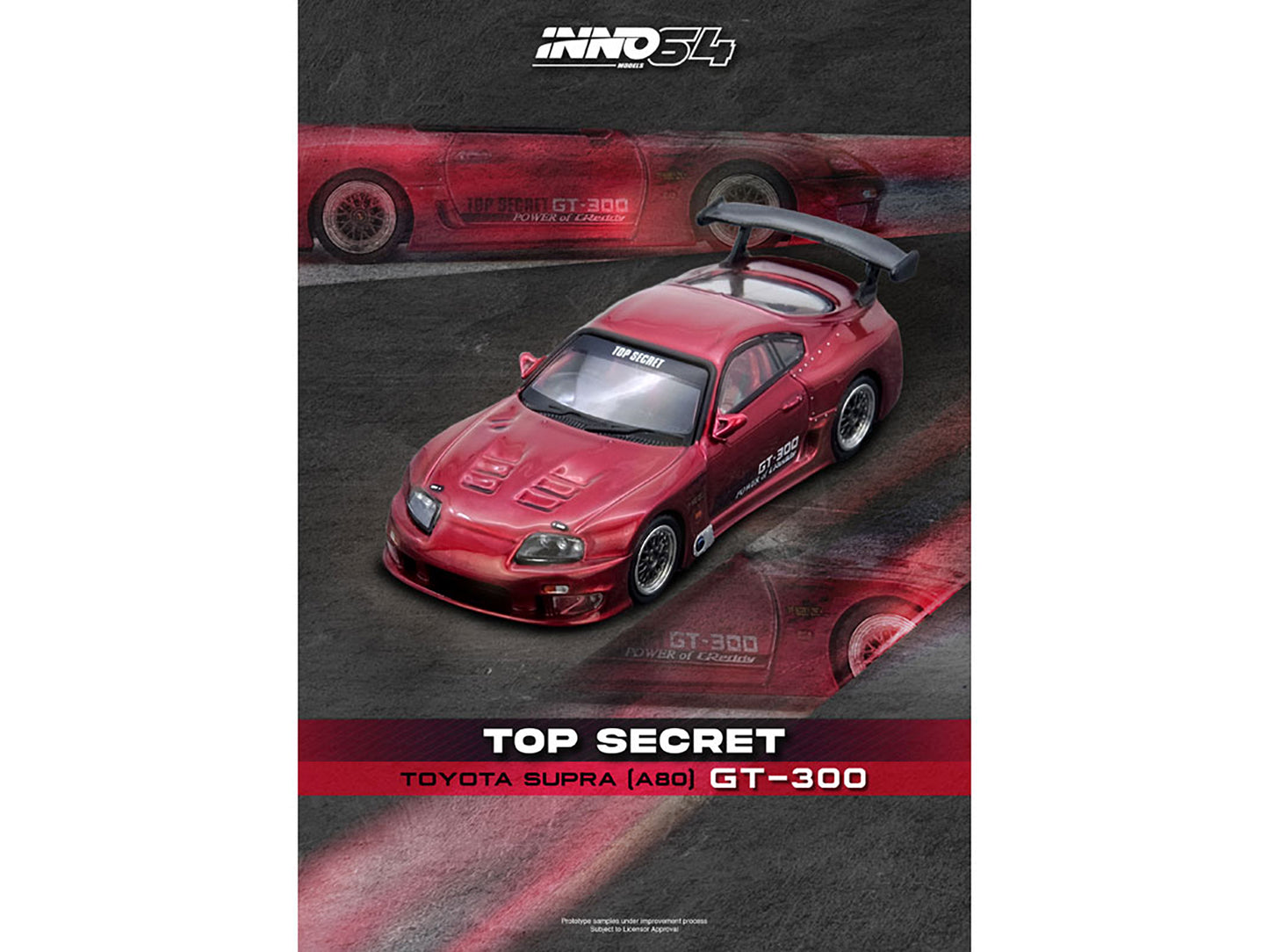 Toyota Supra (A80) "Top Secret" GT300 RHD (Right Hand Drive) Red Metallic 1/64 Diecast Model Car by Inno Models