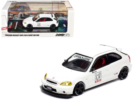 Honda Civic Type R (EK9) RHD (Right Hand Drive) White "Thailand Diecast Expo 2025 Event Edition" 1/64 Diecast Model Car by Inno Models-DiecastModeler.com