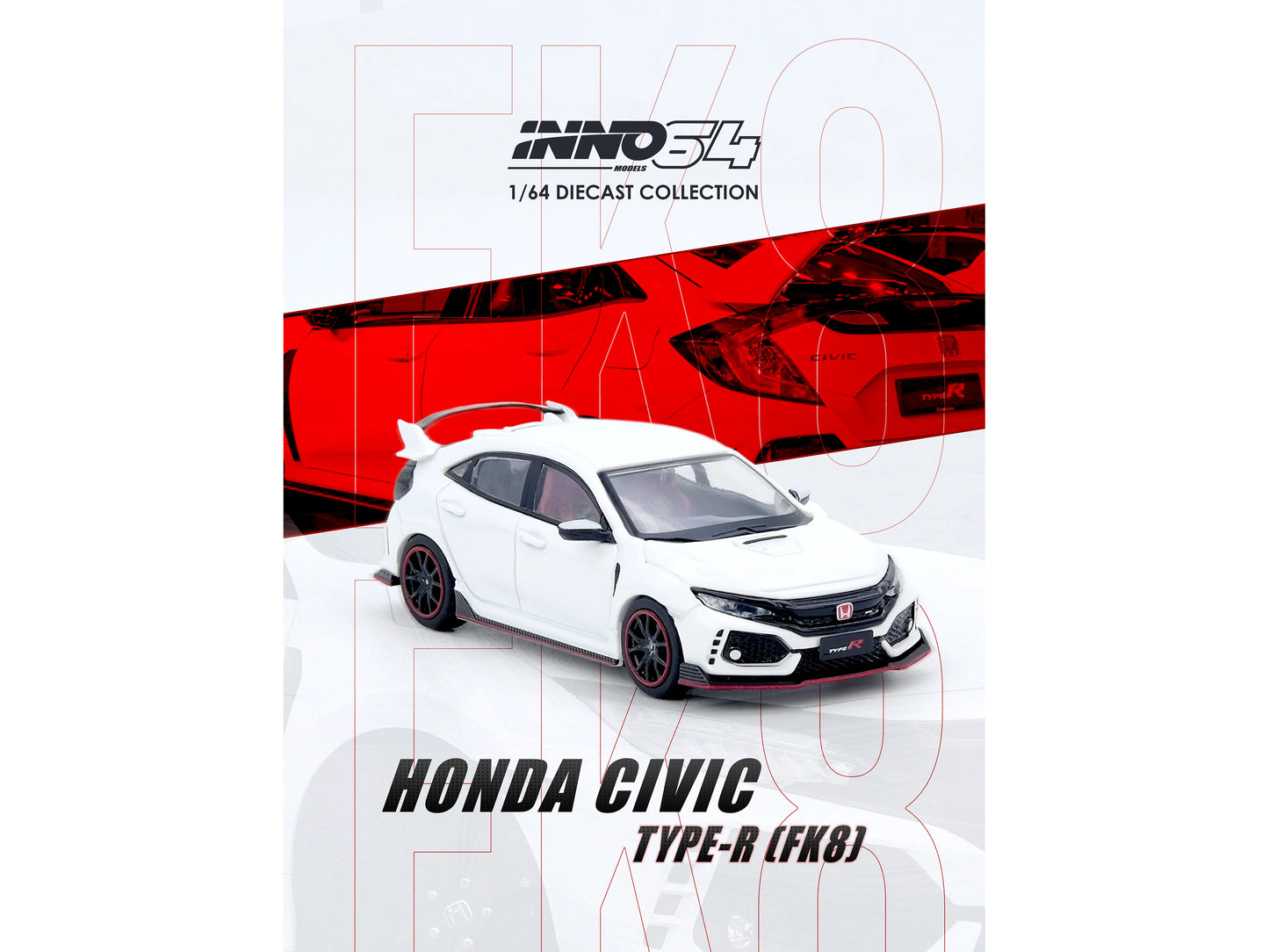 Honda Civic Type R (FK8) RHD (Right Hand Drive) White 1/64 Diecast Model Car by Inno Models