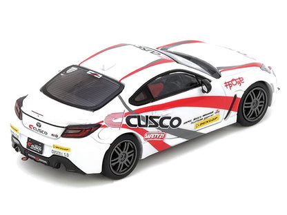 Toyota GR86 Tuned by "CUSCO" RHD (Right Hand Drive) White with Red and Gray Stripes 1/64 Diecast Model Car by Inno Models-DiecastModeler.com