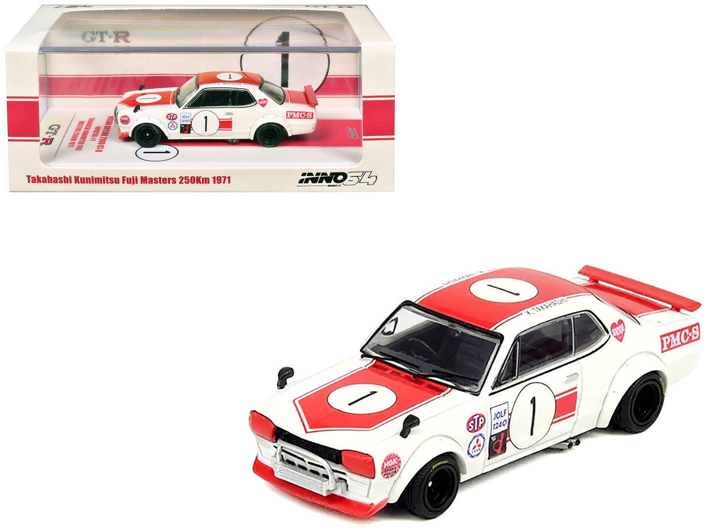 Nissan Skyline 2000 GT-R (KPGC10) #1 RHD (Right Hand Drive) Takahashi Kinimitsu "Fuji Masters 250km" (1971) 1/64 Diecast Model Car by Inno Models-DiecastModeler.com
