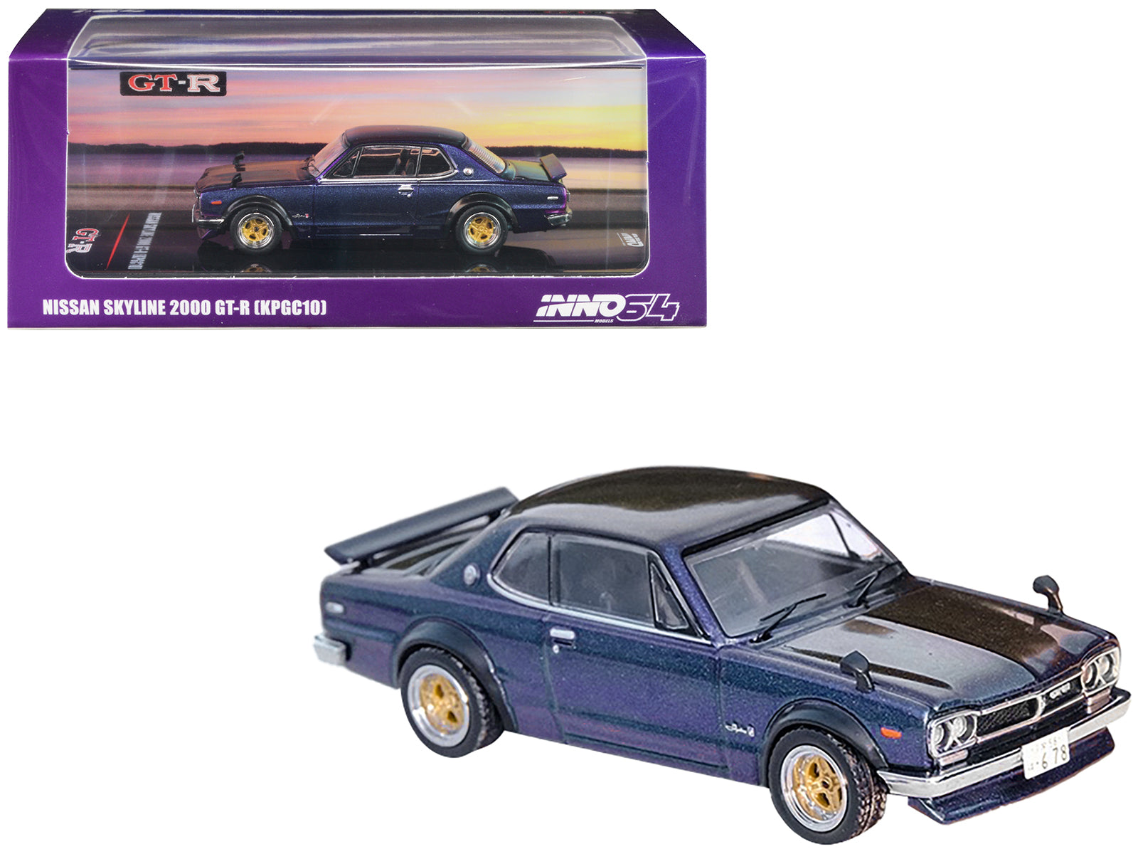 Nissan Skyline 2000 GT-R (KPGC10) RHD (Right Hand Drive) Magic Purple II Metallic 1/64 Diecast Model Car by Inno Models-DiecastModeler.com