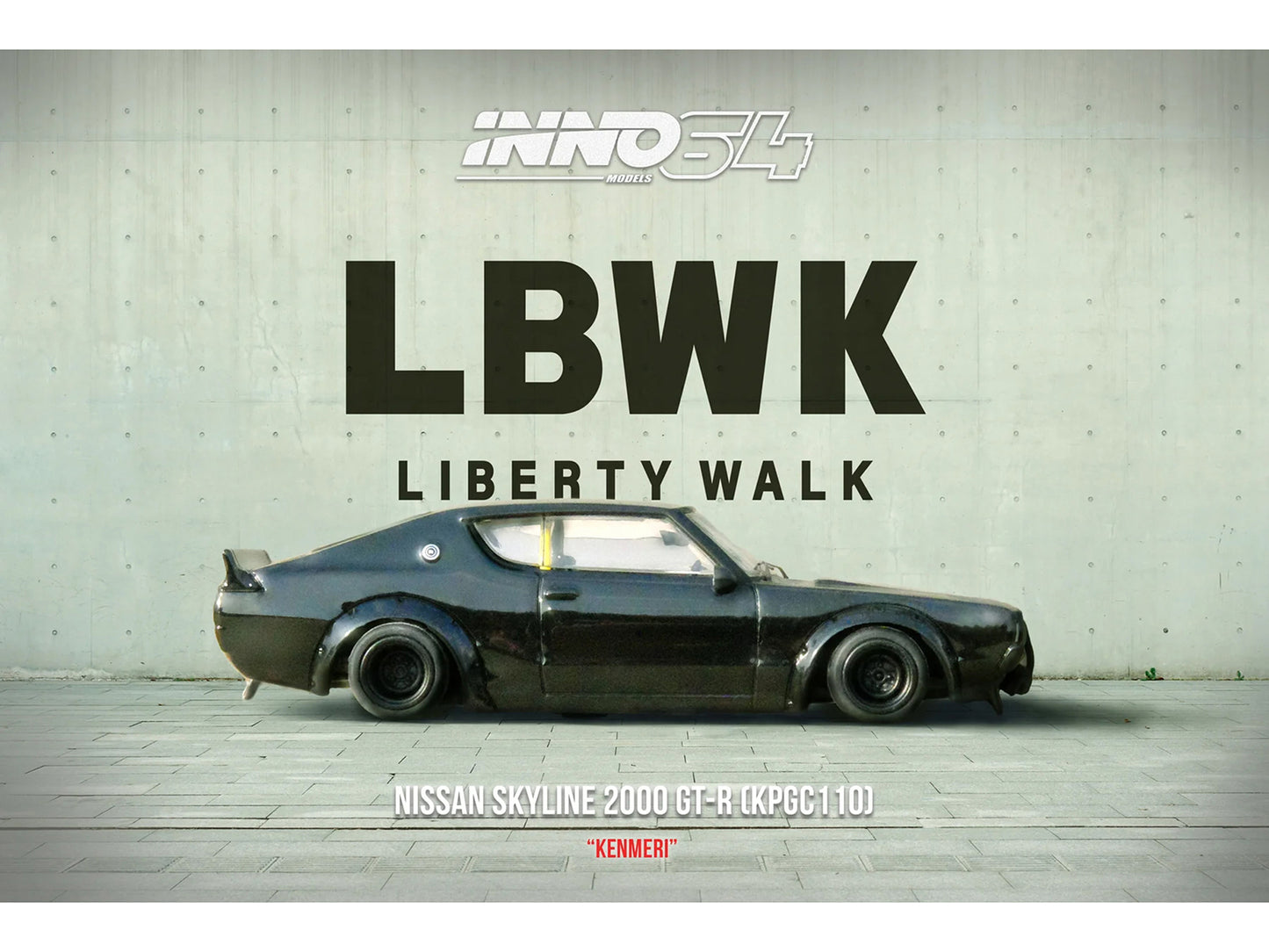 Nissan Skyline 2000 GT-R (KPGC110) RHD (Right Hand Drive) "LB-Works" Black 1/64 Diecast Model Car by Inno Models-DiecastModeler.com