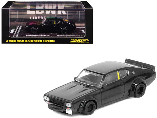 Nissan Skyline 2000 GT-R (KPGC110) RHD (Right Hand Drive) "LB-Works" Black 1/64 Diecast Model Car by Inno Models