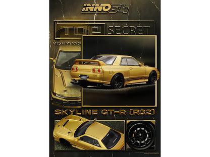Nissan Skyline "Top Secret" BNR32 GT-R (650R) RHD (Right Hand Drive) Gold Metallic 1/64 Diecast Model Car by Inno Models