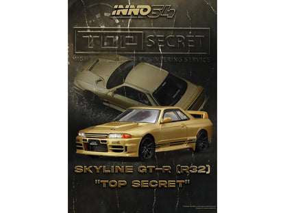 Nissan Skyline "Top Secret" BNR32 GT-R (650R) RHD (Right Hand Drive) Gold Metallic 1/64 Diecast Model Car by Inno Models