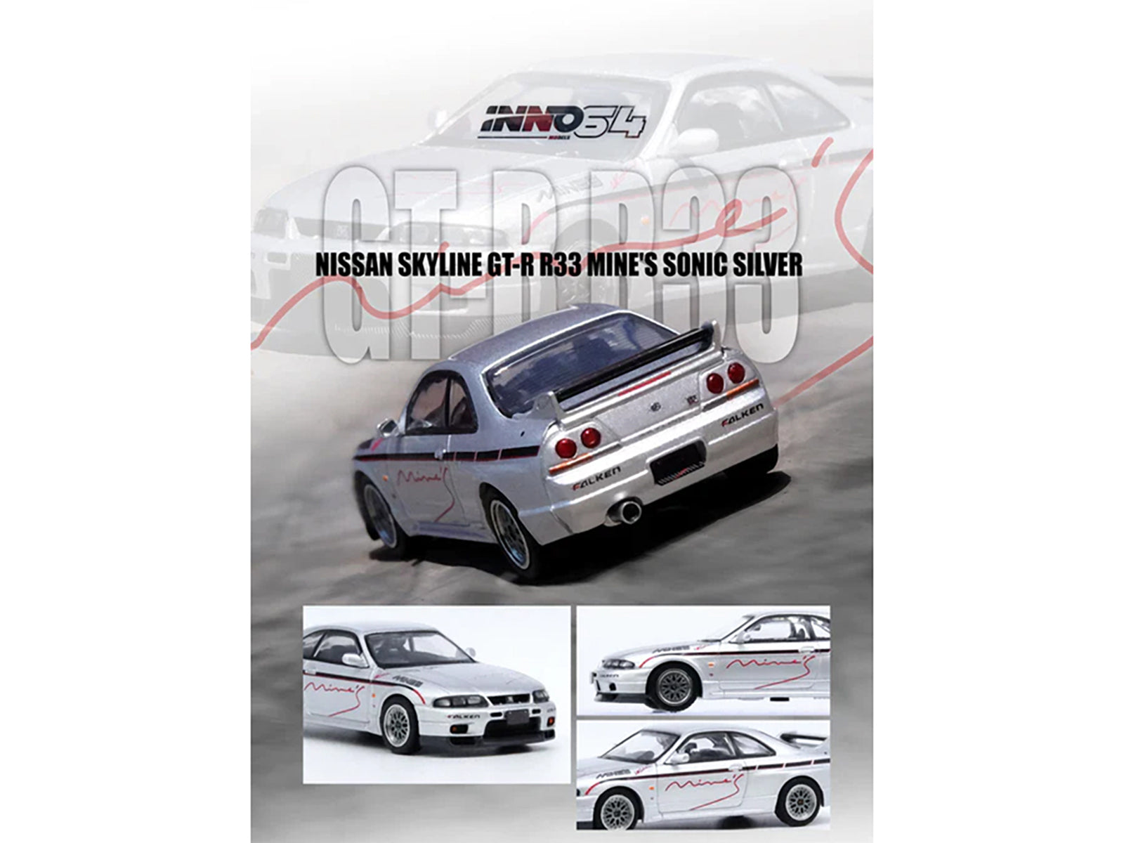 Nissan Skyline GT-R N1 (R33) RHD (Right Hand Drive) "Tuned by Mine's" Silver 1/64 Diecast Model Car by Inno Models-DiecastModeler.com