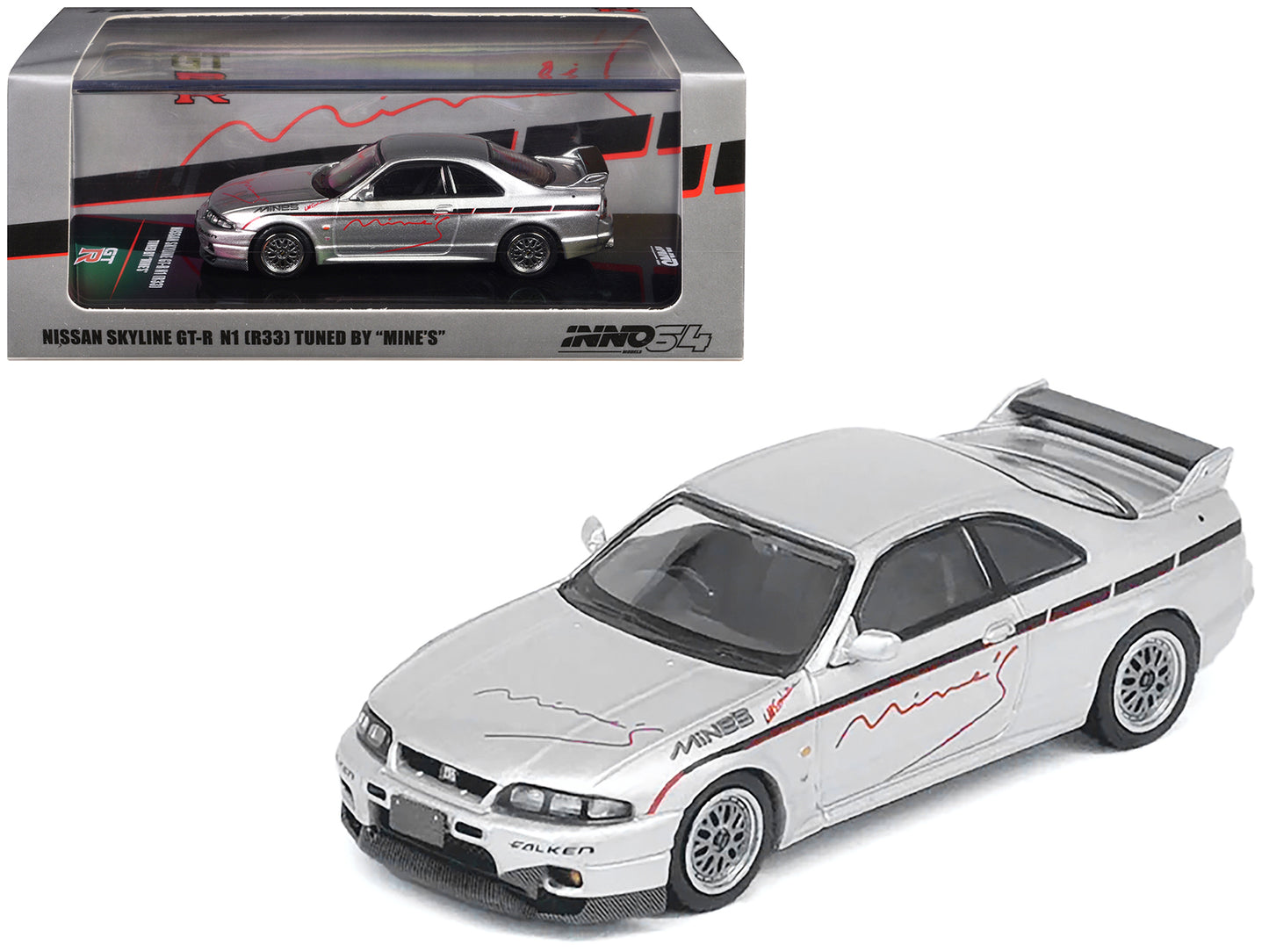 Nissan Skyline GT-R N1 (R33) RHD (Right Hand Drive) "Tuned by Mine's" Silver 1/64 Diecast Model Car by Inno Models-DiecastModeler.com
